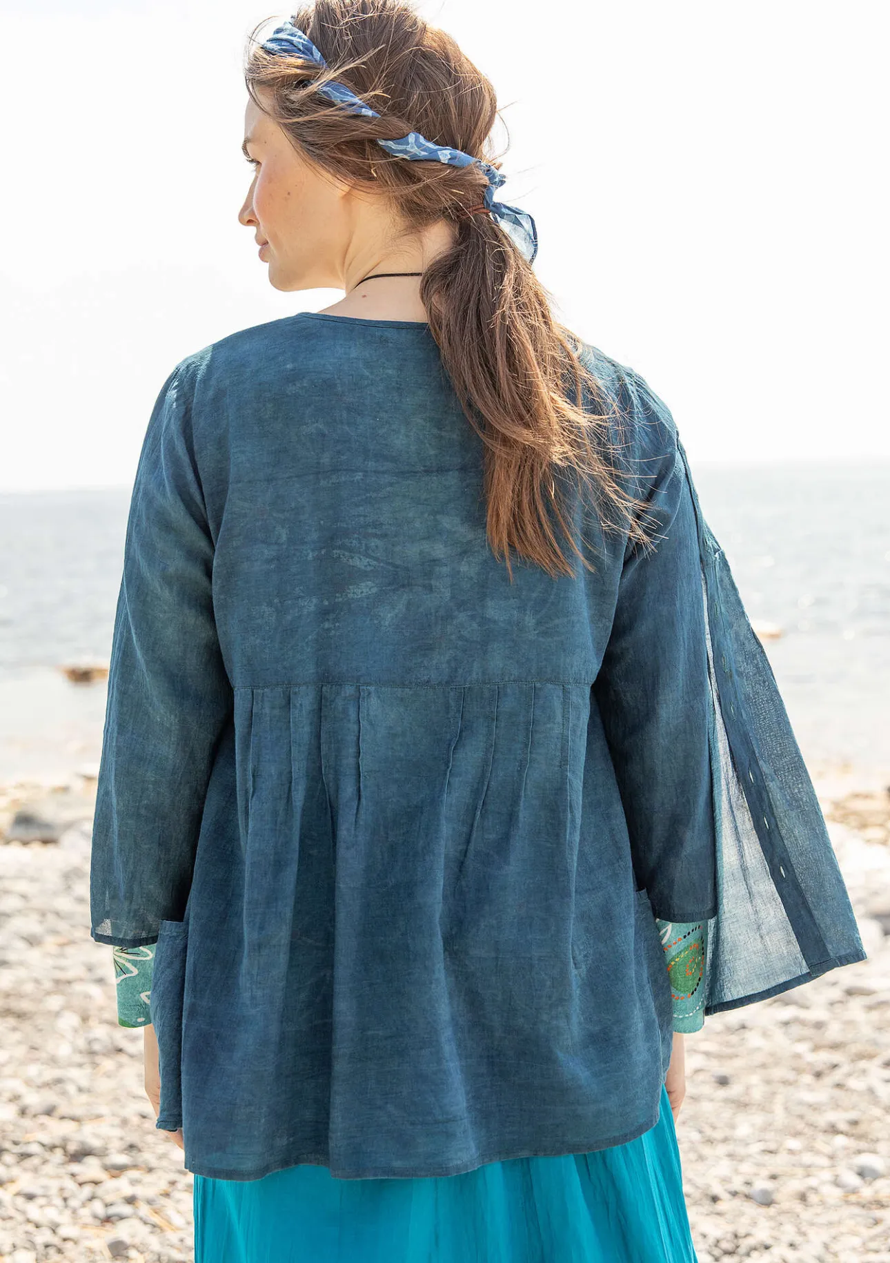 Blusar-Gudrun Sjödén Blus "Samira" i ekologisk bomull Indigogrön