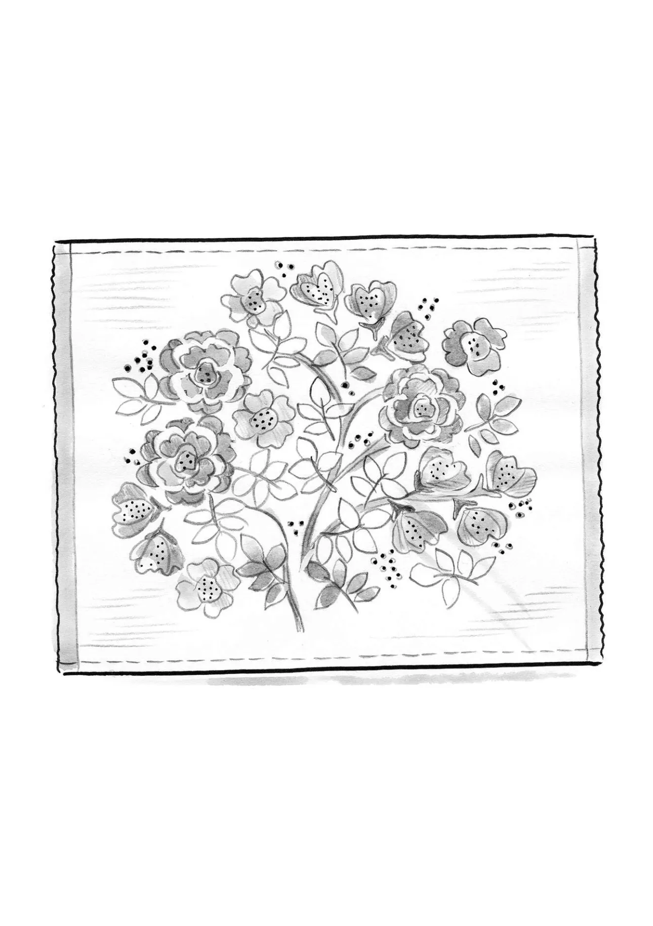 Dukar|Kök & Matplats-Gudrun Sjödén Bordstablett "Wild rose" i ekologisk bomull Askgrå