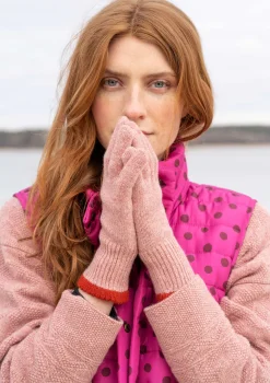 Accessoarer-Gudrun Sjödén Fingervante i lammull Askrosa/melange