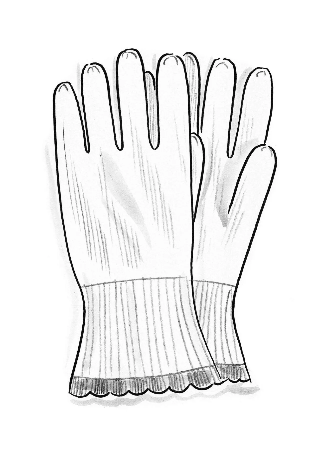 Accessoarer-Gudrun Sjödén Fingervante i lammull Askrosa/melange