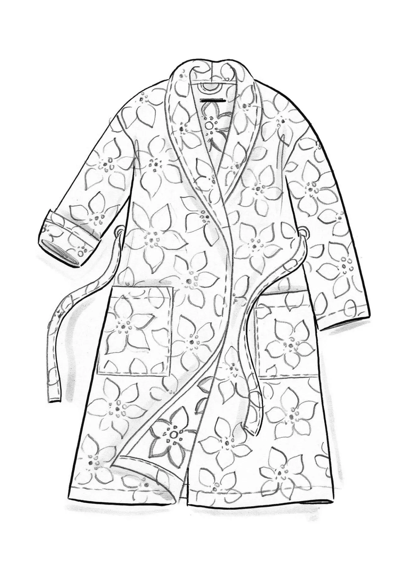 Loungewear & Sovplagg-Gudrun Sjödén Frottérock "Stars" i ekologisk bomull Tranbär