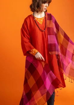 Accessoarer-Gudrun Sjödén Garnfärgad sjal "Cleo" i ull Agatröd
