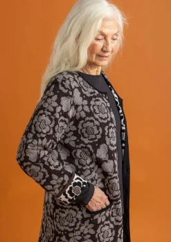 Koftor-Gudrun Sjödén Långkofta "Astrid" i ekologisk/återvunnen bomull Svart