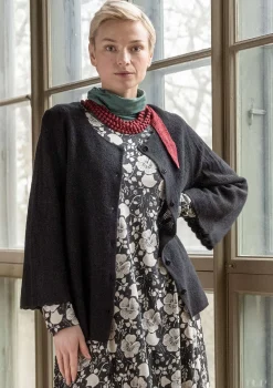 Koftor-Gudrun Sjödén Pointellekofta "Blomstra" i filtad ull Svart