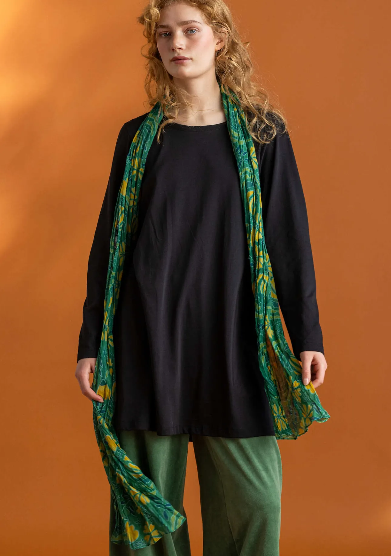 Accessoarer-Gudrun Sjödén Sjal "Hedda" i ekologisk bomull Malakit