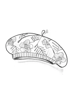 Accessoarer-Gudrun Sjödén Stickad basker "Gnistra" i alpackamix/ekoligisk och återvunnen bomull Aubergine