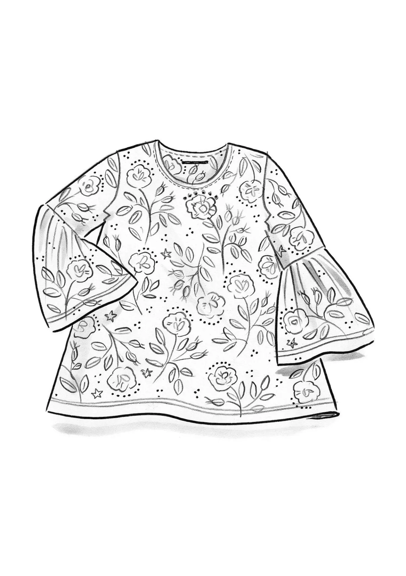 Toppar & Tröjor-Gudrun Sjödén Top "Nyponros" i ekologisk bomull/modal Indigo