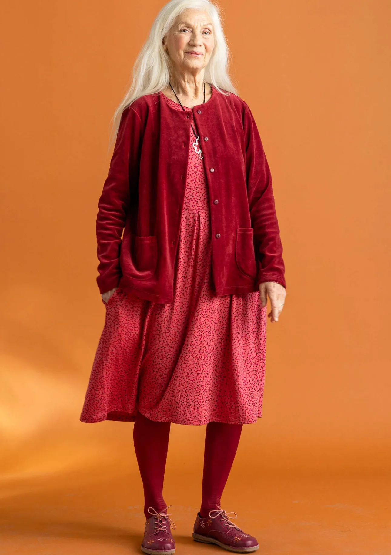 Klänningar-Gudrun Sjödén Trikåklänning "Helga" i lyocell/elastan Korall/mönstrad