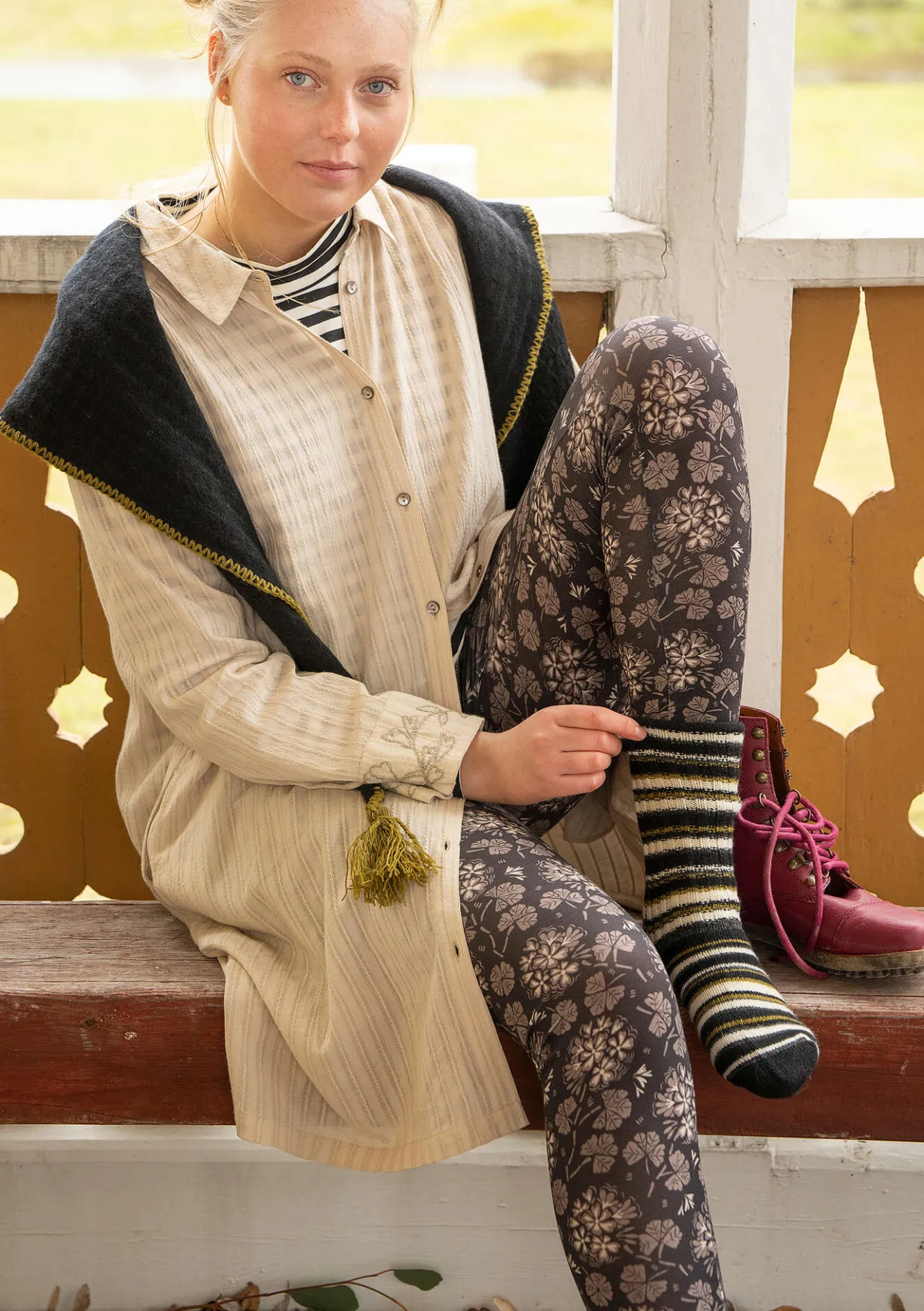 Leggings-Gudrun Sjödén Trikåleggings "Pelargon" i lyocell/elastan Svart