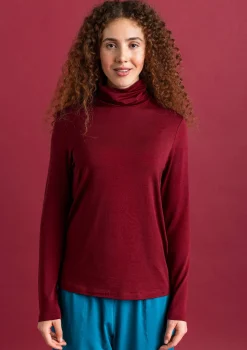 Toppar & Tröjor-Gudrun Sjödén Trikåpolo i lyocell/elastan Granatäpple
