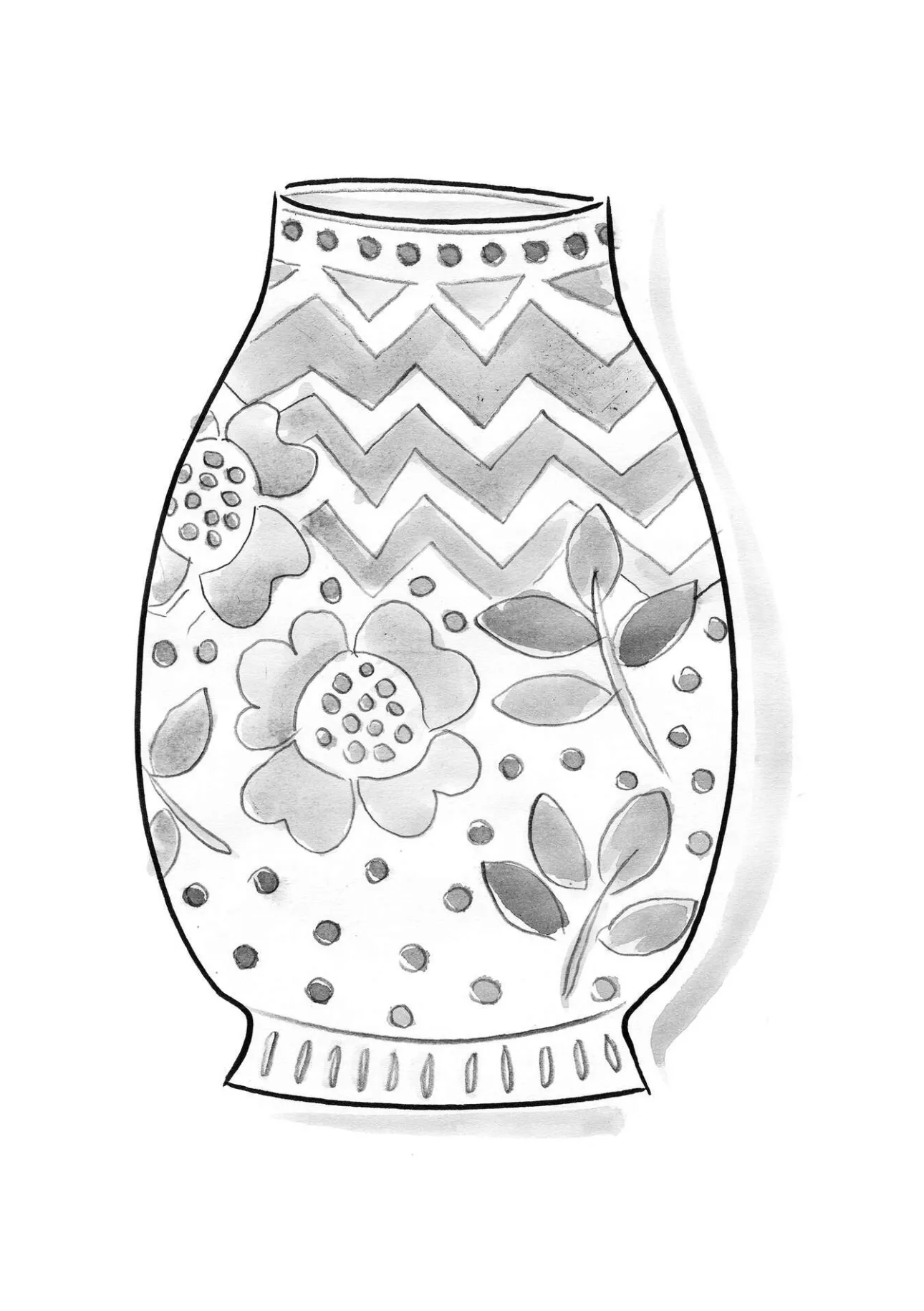 Keramik & Glas|Dekoration & Tillbehör-Gudrun Sjödén Vas "Wild rose" i keramik Oblekt