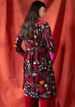 Klänningar-Gudrun Sjödén Velourklänning "Fyrverkeri" i ekologisk bomull/återvunnen polyester Aubergine/mönstrad