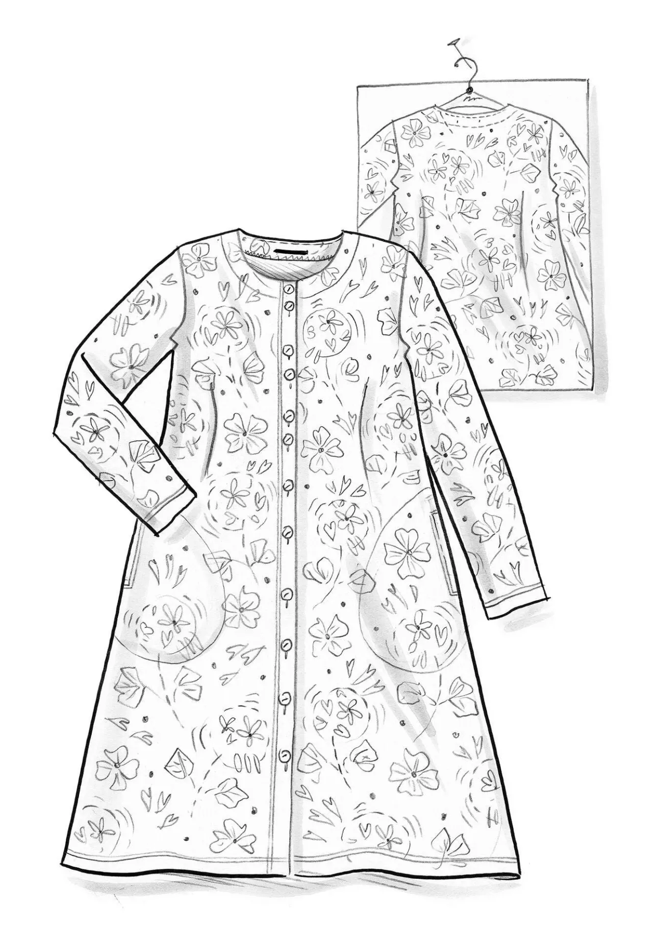 Klänningar-Gudrun Sjödén Velourklänning "Selma" i ekologisk bomull/återvunnen polyester Gräsgrön