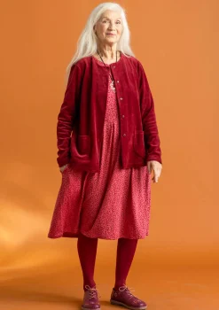 Koftor|Toppar & Tröjor-Gudrun Sjödén Velourkofta i ekologisk bomull/återvunnen polyester Granatäpple
