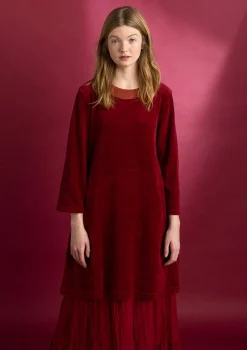 Tunikor-Gudrun Sjödén Velourtunika i ekologisk bomull/återvunnen polyester Granatäpple