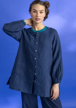 Blusar-Gudrun Sjödén Vävd artistblus ”Asta” i lin Indigo/randig