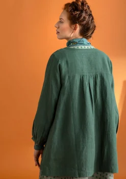 Blusar-Gudrun Sjödén Vävd artistblus ”Asta” i lin Mörkgrön