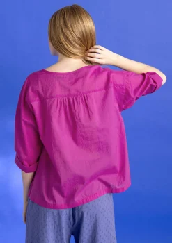 Blusar-Gudrun Sjödén Vävd blus ”Hedda” i ekologisk bomull Cerise