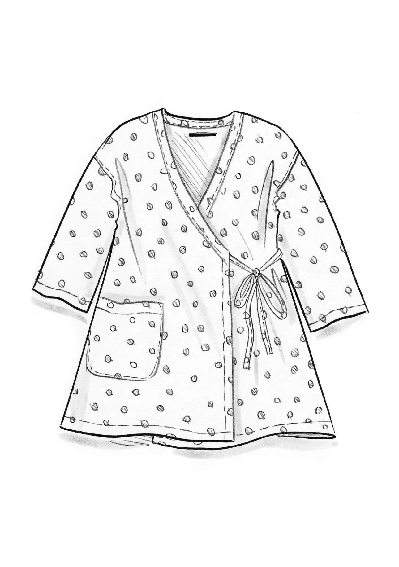 Blusar-Gudrun Sjödén Vävd kimono i ekologisk bomullsdobby Opalgrön