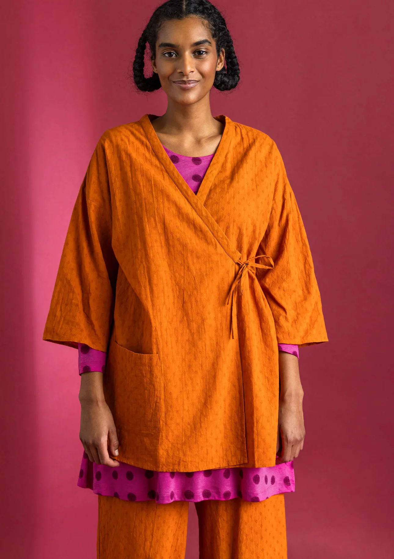 Blusar-Gudrun Sjödén Vävd kimono i ekologisk bomullsdobby Henna