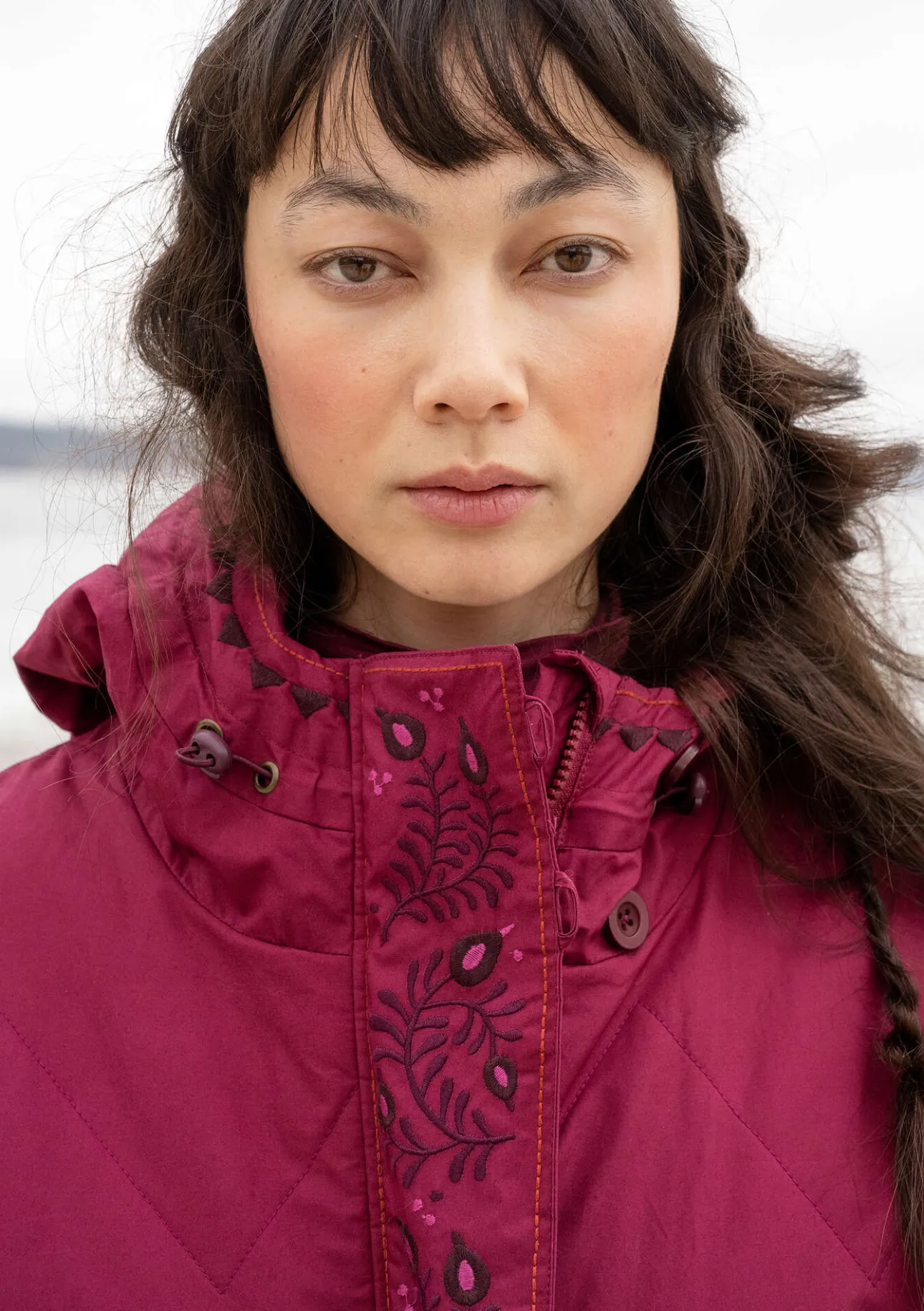 Kappor & Jackor-Gudrun Sjödén Vävd kviltad kappa "Svalbard" Purpur