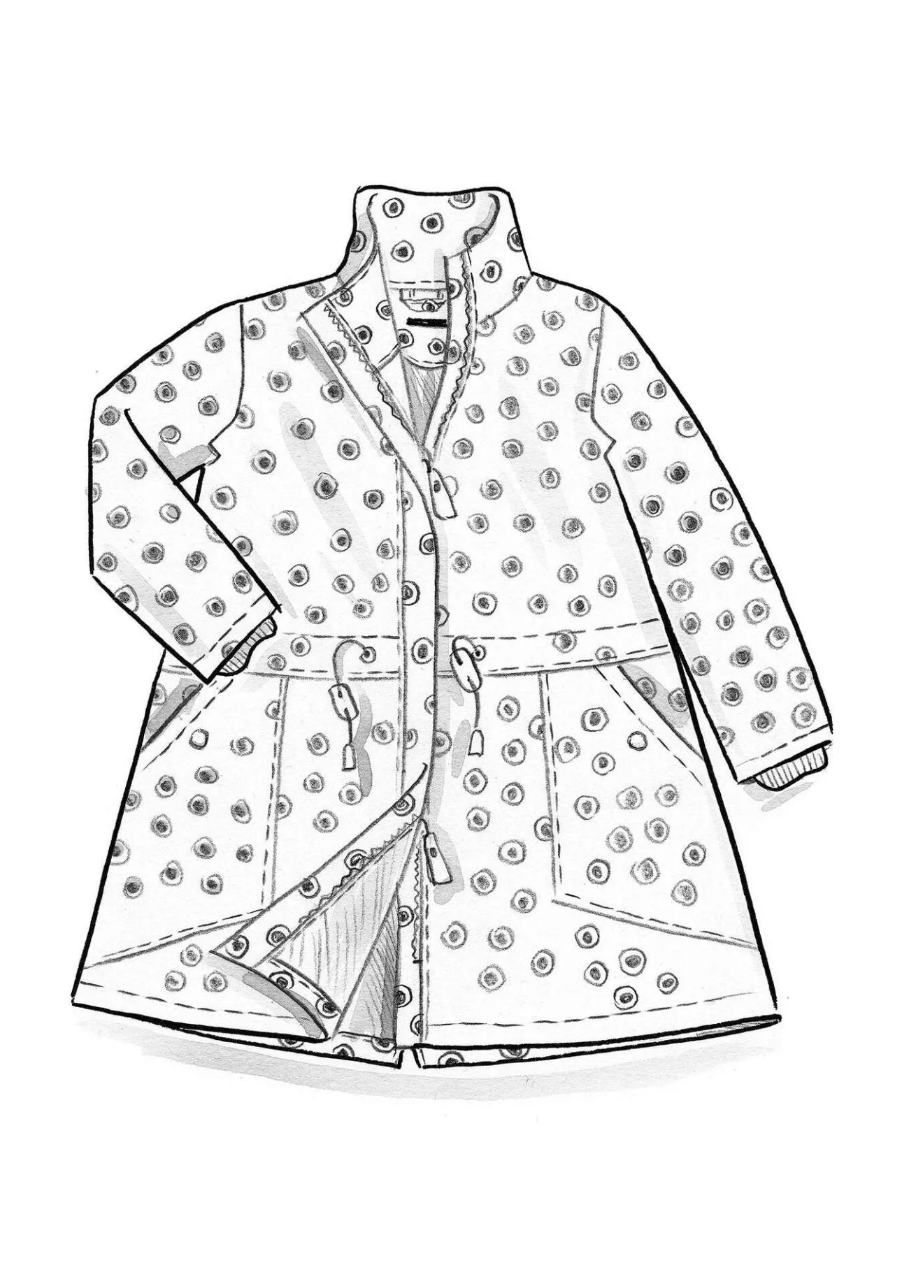 Kappor & Jackor-Gudrun Sjödén Vävd parkas "Lucy" i ekologisk bomull Buteljgrön/mönstrad